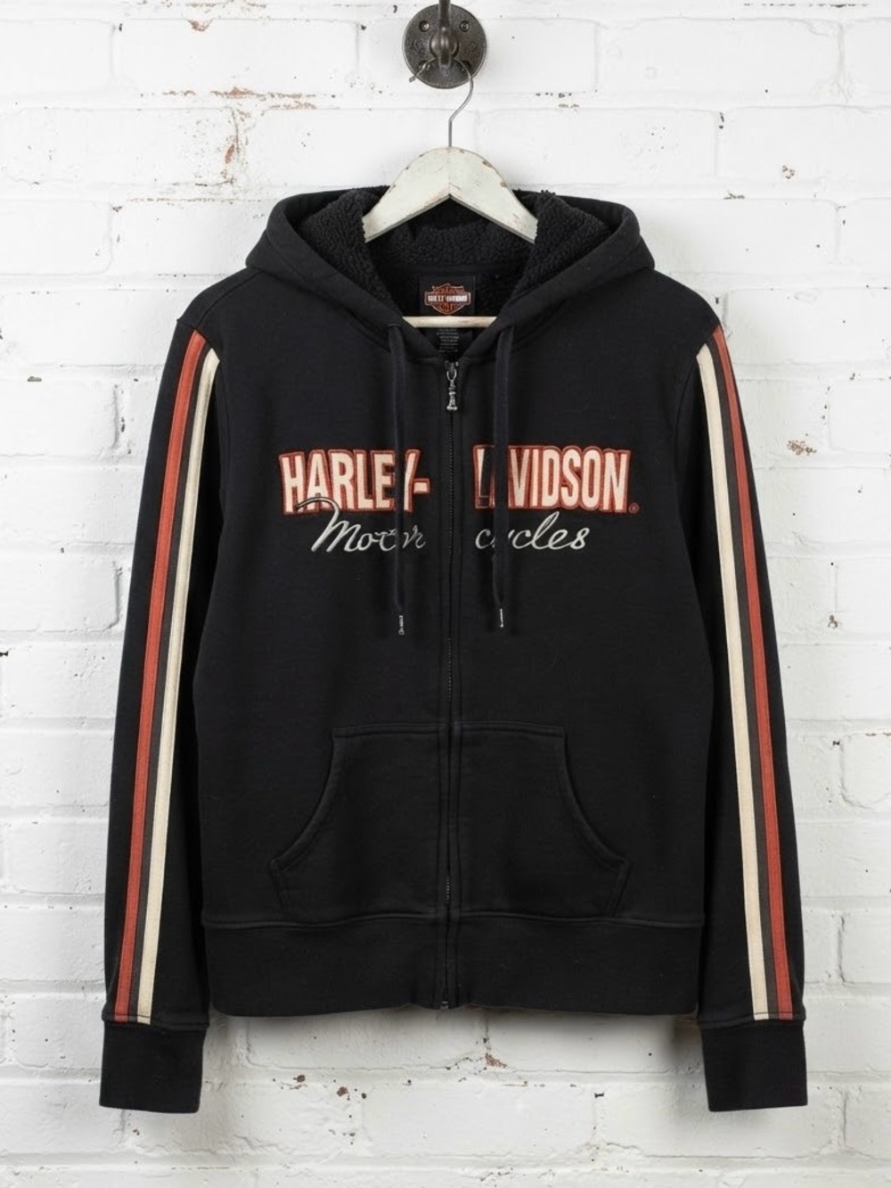 Harley-Davidson Women's Black Full Zip Hoodie Sweatshirt Medium Weight